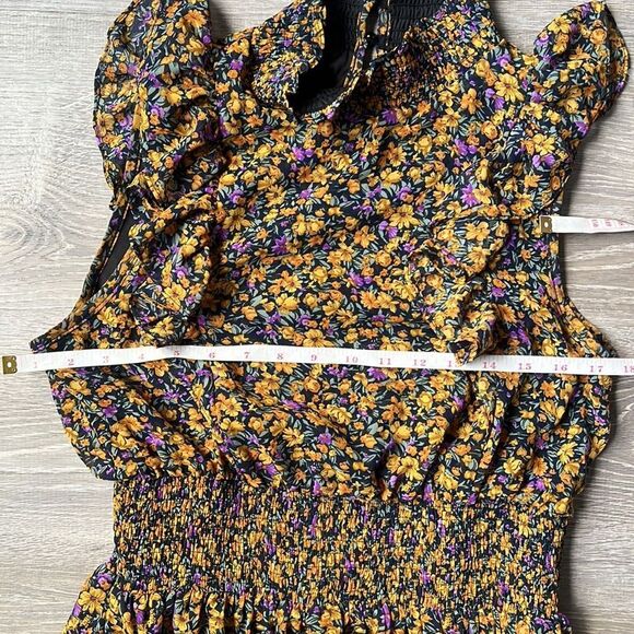 NEW lulus Evalina Mustard Yellow Floral Print Mock Neck Midi Dress - Picture 10 of 12